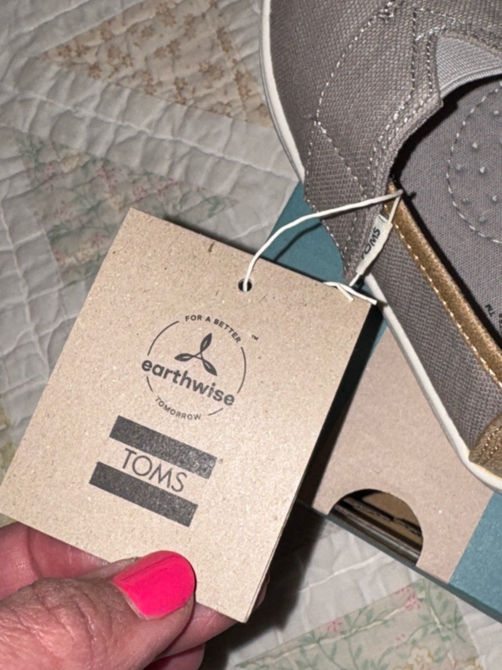 TOMS Tiny Alpargata Slip-On Shoes Gray Organic Cotton Size 8 Toddler NWT - Picture 3 of 7